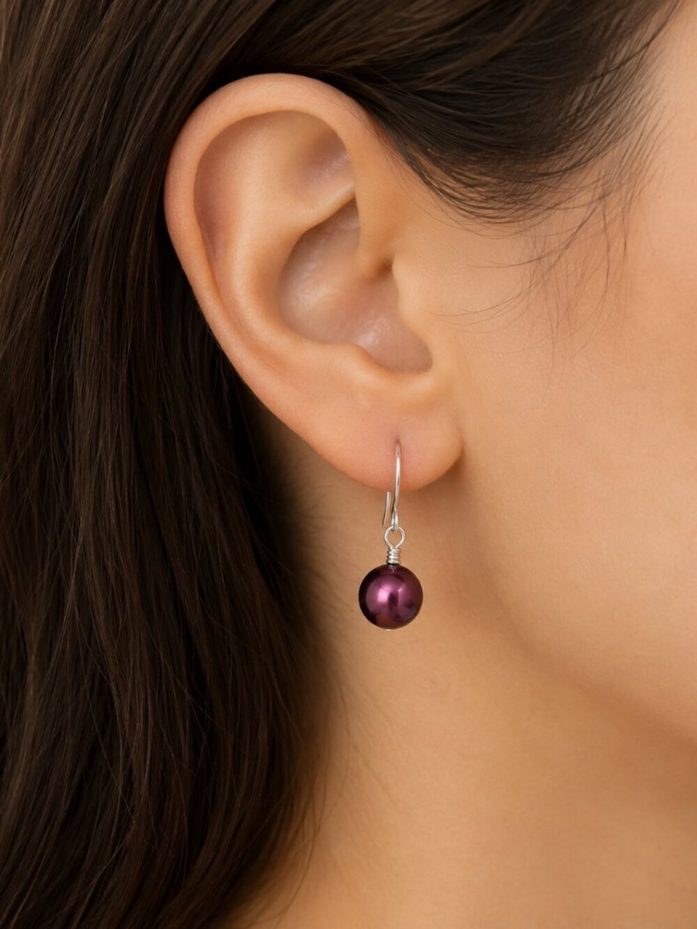 Handmade Burgundy Austrian Crystal Pearl Earrings